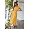 image:imagePRETTYGARDEN Womens Summer Floral Boho Maxi Dress Short Sleeve Wrap V Neck Ruffle Long Flowy Beach Wedding Guest DressesSolid Yellow