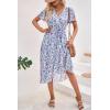 image:imagePRETTYGARDEN Womens Summer Floral Boho Maxi Dress Short Sleeve Wrap V Neck Ruffle Long Flowy Beach Wedding Guest DressesWhite Purple Floral
