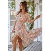 image:imagePRETTYGARDEN Womens Summer Floral Boho Maxi Dress Short Sleeve Wrap V Neck Ruffle Long Flowy Beach Wedding Guest DressesYellow Floral