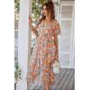 image:imagePRETTYGARDEN Womens Summer Floral Boho Maxi Dress Short Sleeve Wrap V Neck Ruffle Long Flowy Beach Wedding Guest DressesYellow Floral