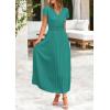 image:imagePRETTYGARDEN Womens Summer Maxi Dresses 2026 Trendy Casual Button V Neck Ruffle Cap Sleeve Long Flowy Spring Pleated DressBlue Green