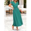 image:imagePRETTYGARDEN Womens Summer Maxi Dresses 2026 Trendy Casual Button V Neck Ruffle Cap Sleeve Long Flowy Spring Pleated DressBlue Green