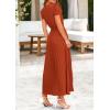 image:imagePRETTYGARDEN Womens Summer Maxi Dresses 2026 Trendy Casual Button V Neck Ruffle Cap Sleeve Long Flowy Spring Pleated DressBrick Red