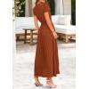 image:imagePRETTYGARDEN Womens Summer Maxi Dresses 2026 Trendy Casual Button V Neck Ruffle Cap Sleeve Long Flowy Spring Pleated DressBrown