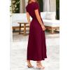 image:imagePRETTYGARDEN Womens Summer Maxi Dresses 2026 Trendy Casual Button V Neck Ruffle Cap Sleeve Long Flowy Spring Pleated DressDark Wine Red