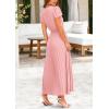 image:imagePRETTYGARDEN Womens Summer Maxi Dresses 2026 Trendy Casual Button V Neck Ruffle Cap Sleeve Long Flowy Spring Pleated DressPink