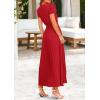image:imagePRETTYGARDEN Womens Summer Maxi Dresses 2026 Trendy Casual Button V Neck Ruffle Cap Sleeve Long Flowy Spring Pleated DressRed