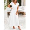 image:imagePRETTYGARDEN Womens Summer Maxi Dresses 2026 Trendy Casual Button V Neck Ruffle Cap Sleeve Long Flowy Spring Pleated DressWhite