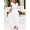 image:imagePRETTYGARDEN Womens Summer Maxi Dresses 2026 Trendy Casual Button V Neck Ruffle Cap Sleeve Long Flowy Spring Pleated DressWhite