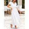 image:imagePRETTYGARDEN Womens Summer Maxi Dresses 2026 Trendy Casual Button V Neck Ruffle Cap Sleeve Long Flowy Spring Pleated DressWhite