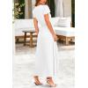 image:imagePRETTYGARDEN Womens Summer Maxi Dresses 2026 Trendy Casual Button V Neck Ruffle Cap Sleeve Long Flowy Spring Pleated DressWhite