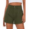 image:imagePRETTYGARDEN Womens Summer Shorts 2026 Casual High Waisted Pleated Beach Vacation Tailored Denim Shorts with PocketsArmy Green
