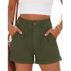 image:imagePRETTYGARDEN Womens Summer Shorts 2026 Casual High Waisted Pleated Beach Vacation Tailored Denim Shorts with PocketsArmy Green