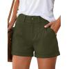 image:imagePRETTYGARDEN Womens Summer Shorts 2026 Casual High Waisted Pleated Beach Vacation Tailored Denim Shorts with PocketsArmy Green