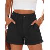 image:imagePRETTYGARDEN Womens Summer Shorts 2026 Casual High Waisted Pleated Beach Vacation Tailored Denim Shorts with PocketsBlack