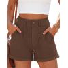 image:imagePRETTYGARDEN Womens Summer Shorts 2026 Casual High Waisted Pleated Beach Vacation Tailored Denim Shorts with PocketsBrown