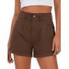 image:imagePRETTYGARDEN Womens Summer Shorts 2026 Casual High Waisted Pleated Beach Vacation Tailored Denim Shorts with PocketsBrown