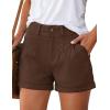 image:imagePRETTYGARDEN Womens Summer Shorts 2026 Casual High Waisted Pleated Beach Vacation Tailored Denim Shorts with PocketsBrown