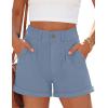 image:imagePRETTYGARDEN Womens Summer Shorts 2026 Casual High Waisted Pleated Beach Vacation Tailored Denim Shorts with PocketsGrey Blue