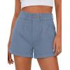 image:imagePRETTYGARDEN Womens Summer Shorts 2026 Casual High Waisted Pleated Beach Vacation Tailored Denim Shorts with PocketsGrey Blue