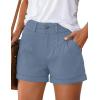 image:imagePRETTYGARDEN Womens Summer Shorts 2026 Casual High Waisted Pleated Beach Vacation Tailored Denim Shorts with PocketsGrey Blue