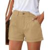 image:imagePRETTYGARDEN Womens Summer Shorts 2026 Casual High Waisted Pleated Beach Vacation Tailored Denim Shorts with PocketsKhaki
