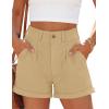 image:imagePRETTYGARDEN Womens Summer Shorts 2026 Casual High Waisted Pleated Beach Vacation Tailored Denim Shorts with PocketsKhaki