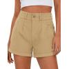 image:imagePRETTYGARDEN Womens Summer Shorts 2026 Casual High Waisted Pleated Beach Vacation Tailored Denim Shorts with PocketsKhaki