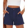 image:imagePRETTYGARDEN Womens Summer Shorts 2026 Casual High Waisted Pleated Beach Vacation Tailored Denim Shorts with PocketsNavy Blue