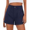 image:imagePRETTYGARDEN Womens Summer Shorts 2026 Casual High Waisted Pleated Beach Vacation Tailored Denim Shorts with PocketsNavy Blue