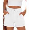 image:imagePRETTYGARDEN Womens Summer Shorts 2026 Casual High Waisted Pleated Beach Vacation Tailored Denim Shorts with PocketsWhite