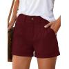 image:imagePRETTYGARDEN Womens Summer Shorts 2026 Casual High Waisted Pleated Beach Vacation Tailored Denim Shorts with PocketsWine Red