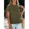 image:imagePRETTYGARDEN Womens Summer Tops 2026 Spring Casual Rolled Short Sleeve Basic Tees Crew Neck Work Shirts Fashion ClothingArmy Green