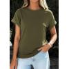 image:imagePRETTYGARDEN Womens Summer Tops 2026 Spring Casual Rolled Short Sleeve Basic Tees Crew Neck Work Shirts Fashion ClothingArmy Green