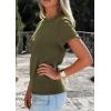 image:imagePRETTYGARDEN Womens Summer Tops 2026 Spring Casual Rolled Short Sleeve Basic Tees Crew Neck Work Shirts Fashion ClothingArmy Green