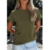 image:imagePRETTYGARDEN Womens Summer Tops 2026 Spring Casual Rolled Short Sleeve Basic Tees Crew Neck Work Shirts Fashion ClothingArmy Green