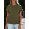 image:imagePRETTYGARDEN Womens Summer Tops 2026 Spring Casual Rolled Short Sleeve Basic Tees Crew Neck Work Shirts Fashion ClothingArmy Green