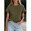 image:imagePRETTYGARDEN Womens Summer Tops 2026 Spring Casual Rolled Short Sleeve Basic Tees Crew Neck Work Shirts Fashion ClothingArmy Green
