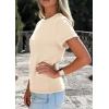 image:imagePRETTYGARDEN Womens Summer Tops 2026 Spring Casual Rolled Short Sleeve Basic Tees Crew Neck Work Shirts Fashion ClothingBeige