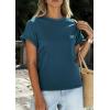 image:imagePRETTYGARDEN Womens Summer Tops 2026 Spring Casual Rolled Short Sleeve Basic Tees Crew Neck Work Shirts Fashion ClothingDark Blue
