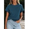 image:imagePRETTYGARDEN Womens Summer Tops 2026 Spring Casual Rolled Short Sleeve Basic Tees Crew Neck Work Shirts Fashion ClothingDark Blue