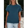 image:imagePRETTYGARDEN Womens Summer Tops 2026 Spring Casual Rolled Short Sleeve Basic Tees Crew Neck Work Shirts Fashion ClothingDark Blue