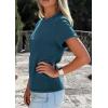 image:imagePRETTYGARDEN Womens Summer Tops 2026 Spring Casual Rolled Short Sleeve Basic Tees Crew Neck Work Shirts Fashion ClothingDark Blue