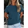 image:imagePRETTYGARDEN Womens Summer Tops 2026 Spring Casual Rolled Short Sleeve Basic Tees Crew Neck Work Shirts Fashion ClothingDark Blue