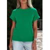 image:imagePRETTYGARDEN Womens Summer Tops 2026 Spring Casual Rolled Short Sleeve Basic Tees Crew Neck Work Shirts Fashion ClothingGreen