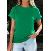 image:imagePRETTYGARDEN Womens Summer Tops 2026 Spring Casual Rolled Short Sleeve Basic Tees Crew Neck Work Shirts Fashion ClothingGreen