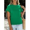 image:imagePRETTYGARDEN Womens Summer Tops 2026 Spring Casual Rolled Short Sleeve Basic Tees Crew Neck Work Shirts Fashion ClothingGreen