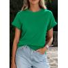 image:imagePRETTYGARDEN Womens Summer Tops 2026 Spring Casual Rolled Short Sleeve Basic Tees Crew Neck Work Shirts Fashion ClothingGreen