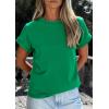 image:imagePRETTYGARDEN Womens Summer Tops 2026 Spring Casual Rolled Short Sleeve Basic Tees Crew Neck Work Shirts Fashion ClothingGreen