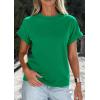 image:imagePRETTYGARDEN Womens Summer Tops 2026 Spring Casual Rolled Short Sleeve Basic Tees Crew Neck Work Shirts Fashion ClothingGreen